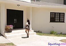 dyke girlfriend spreads legs wide and squirts in wild ecstasy