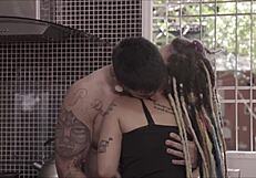 Tattooed pornstars Emi Rippi and Matheus Castro rip clothes in wild couple routine.