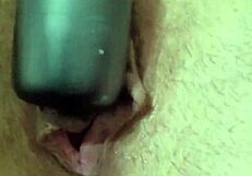 wow, my hairy teen gf just creamed her pussy using that wild vibrator!