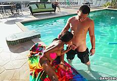 black babe relaxing at the pool