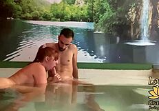 Latina with big tits rides hard in a wild night club scene.