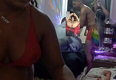 I got naked at the party, drooling over all those women with big natural tits.