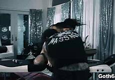 romi rain drenched in coconut oil for titty fuck deepthroat and cum with milf tattoo piercing