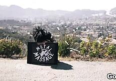 romi rain drenched in coconut oil for titty fuck deepthroat and cum with milf tattoo piercing