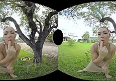 Horny curvy Latina Sara May offering the best VR hardcore? Outdoor fun!