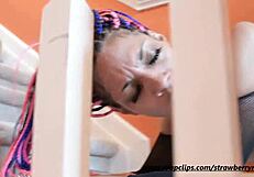 Step Brother Catches Latina Sucking Monster Cock in Staircase!