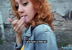 Does this redhead waitress suck cock in public? Yes, and gets fucked doggystyle!