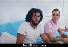 Sophia Leone and Payton Avery play with their stepbrothers guessing their sexuality, ending up sexually_dirty