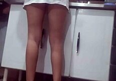 Hidden recording of stepmother without panties having sex