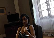 Skinny teen sucks for cash