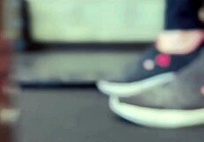 Training In Gym Gets Wet Dripping On Legs In Public