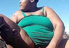 i'm in a public bush, teasing my clit and fat pussy