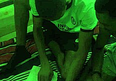 Balcony threesome fucks big pussy lips ass group