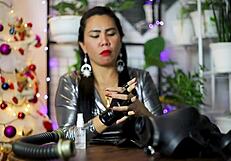 Detailed exploration of black latex gloves in fetish ASMR