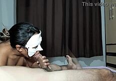 Teen amateur gives blowjob and assfuck, creampie inside