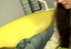 hairy milf alexandra silk relaxes on couch