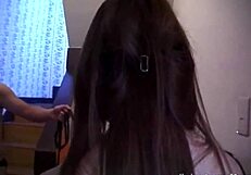 hairy asian teen soaked in sticky cumshot after wild banging