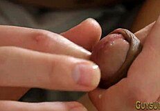 Twink fiddles foreskin and barebacks