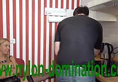 nylon domina humiliates and trains her housewife slave with spitting