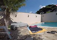 Wow! Brazilian Milf Flirts With Delivery Guy For Sunscreen On Her Hot Tits!