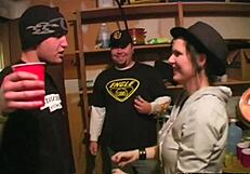 Teen lesbos at frat party lick each other's pussies