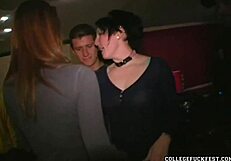 Teen lesbos at frat party lick each other's pussies