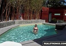 Poolside Hottie Feels Monster Curves