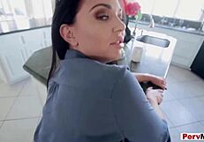 the busty brunette stepmom gets fucked doggystyle hard