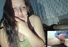 Naughty Wife with Big Tits Watches Random Guy Stroke Cock While Husband Rests Beside Her