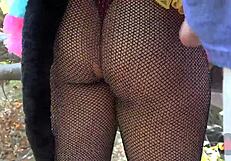 in the woods, she strokes stranger to cumshot facial