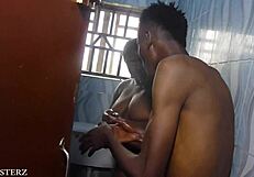 the old comedy man fucks his wife in the bathroom while her husband sleeps nearby