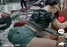 Asian girl stretches her ass in intense workout!