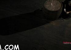 Lovable brunette sits on huge fake penis for masturbation