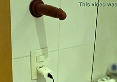 What happens in the bathroom with latina milf and big cock?