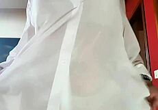 maria relaxing in white lingerie