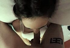 Bunny girl intensely gifts boyfriend blowjob on New Year's Eve.