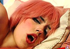 Anime Girl Rihanna Black Cums Hard with Pink Toy