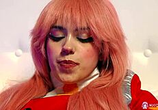 Anime Girl Rihanna Black Cums Hard with Pink Toy