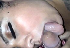 She gives a blowjob in the woods and swallows it all deliciously