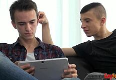 Skinny twinks and bare feet, as well as solo masturbation