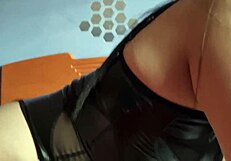 Brunette dominatrix rides cock hard