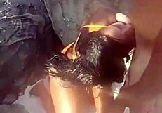 An incredible Indian girl takes off from the hostel and heads straight for the beach for a group fuck fest