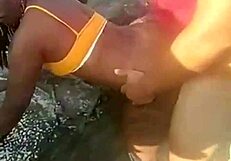 An incredible Indian girl takes off from the hostel and heads straight for the beach for a group fuck fest