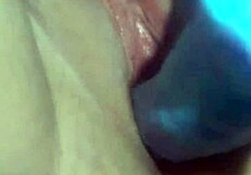 Fucking My Cum Filled Pussy With Dino Dildo