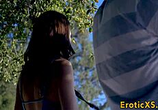 Flat chested babe feels intense pleasure getting smashed in the garage