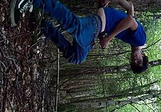 risky forest masturbation with big cock outdoors