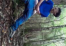 risky forest masturbation with big cock outdoors