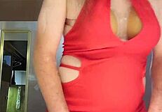 Sissy Teases with Big Tits and Masturbation in Playful Trans Session