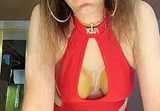 Sissy Teases with Big Tits and Masturbation in Playful Trans Session