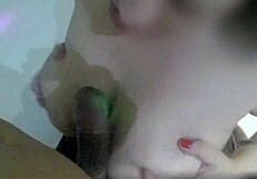 Latina wife rides pole hard, loving the intense sensation on her big ass